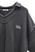 WASHED CUT-OFF SWEAT TOP -CHARCOAL-