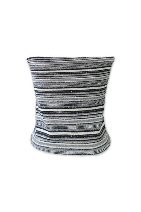 SUMMER KNIT BORDER TUBE TOP -BLACK MIX-