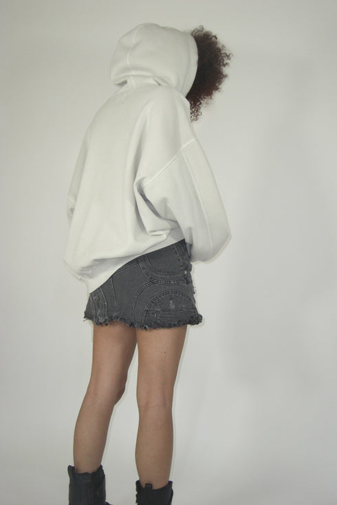 FRAYED CIRCLE CUT-OUT MINI SKIRT -BLACK- *Last1