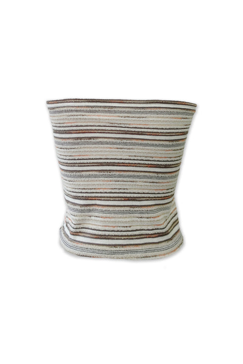 SUMMER KNIT BORDER TUBE TOP -BROWN MIX-