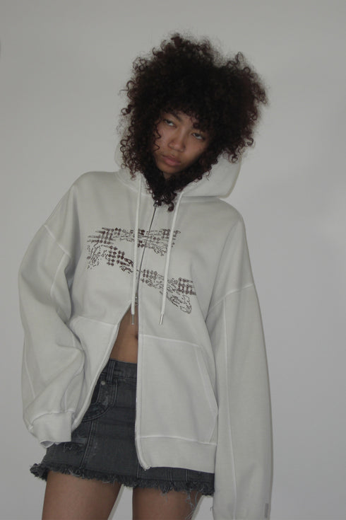 FRAYED CIRCLE CUT-OUT MINI SKIRT -BLACK- *Last1