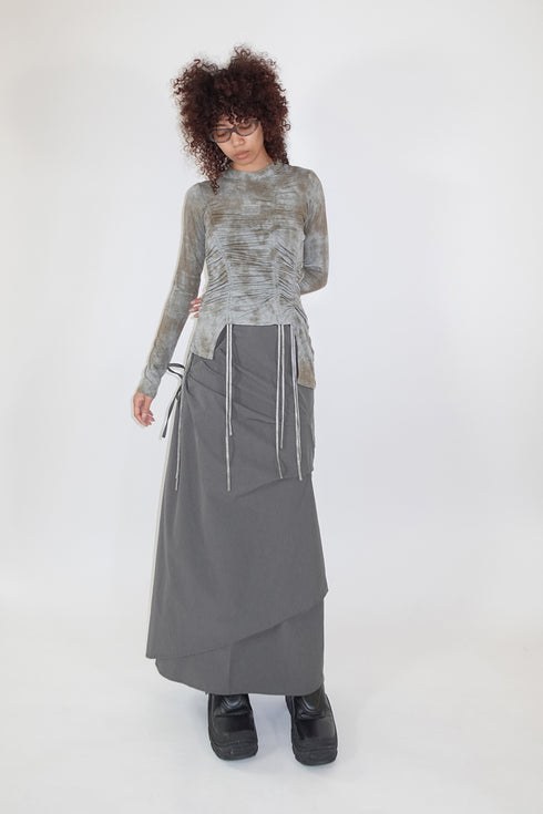 RUCHED ECLIPSE DYE TOP -GRAY MIX-