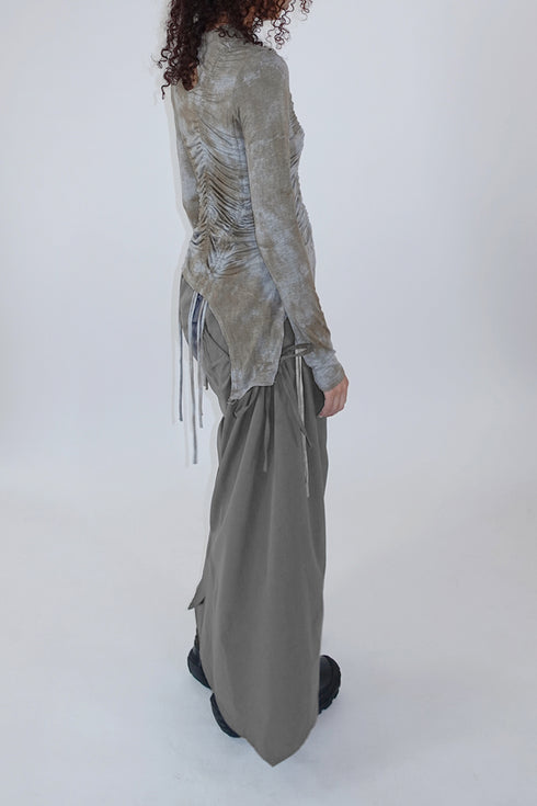 RUCHED ECLIPSE DYE TOP -GRAY MIX-