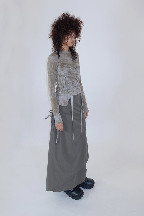 RUCHED ECLIPSE DYE TOP -GRAY MIX-