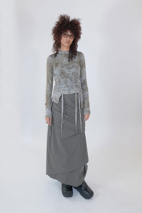 RUCHED ECLIPSE DYE TOP -GRAY MIX-