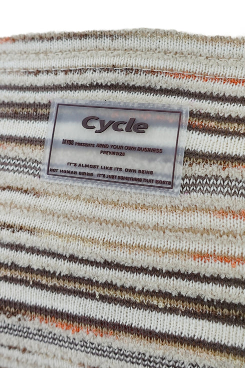 SUMMER KNIT BORDER TUBE TOP -BROWN MIX-