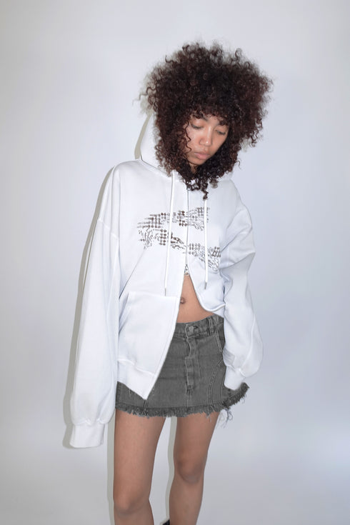 FRAYED CIRCLE CUT-OUT MINI SKIRT -BLACK- *Last1