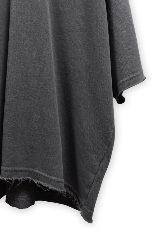 WASHED CUT-OFF SWEAT TOP -CHARCOAL-