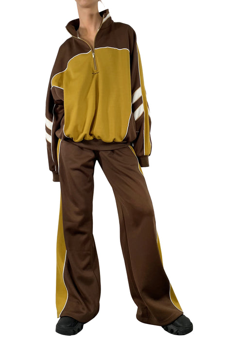 CYCLE LINE JERSEY PANTS -BROWN-