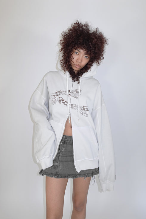 FRAYED CIRCLE CUT-OUT MINI SKIRT -BLACK- *Last1