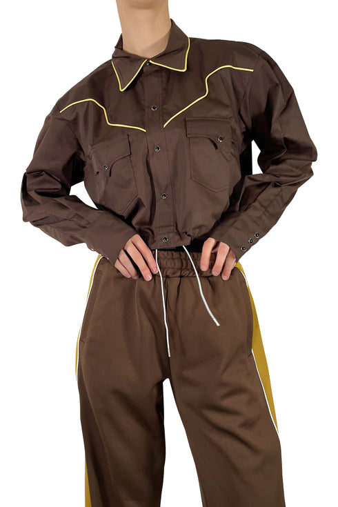 WESTERN COWBOY SHIRT -BROWN-