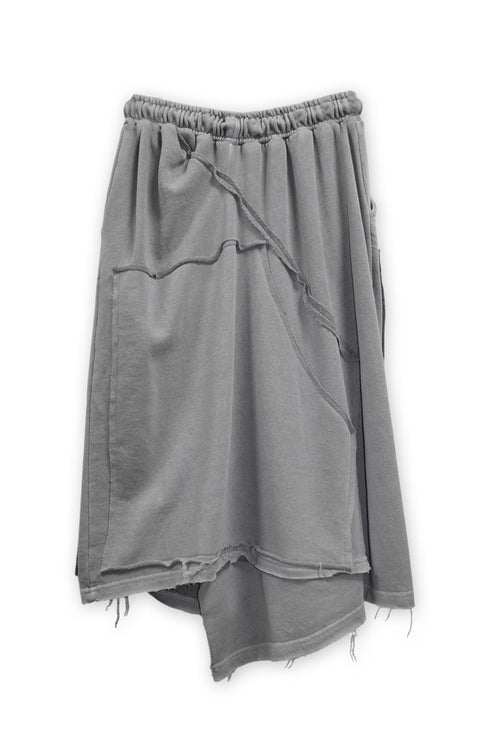 WASHED CUT-OFF SWEAT SKIRT -GRAY-