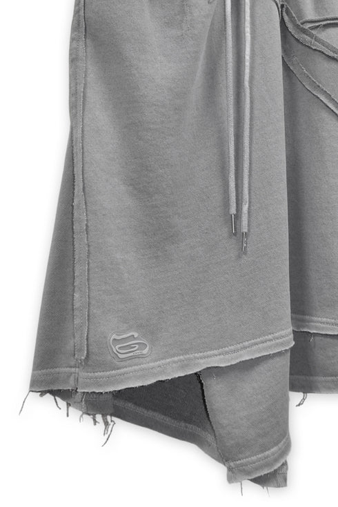 WASHED CUT-OFF SWEAT SKIRT -GRAY-