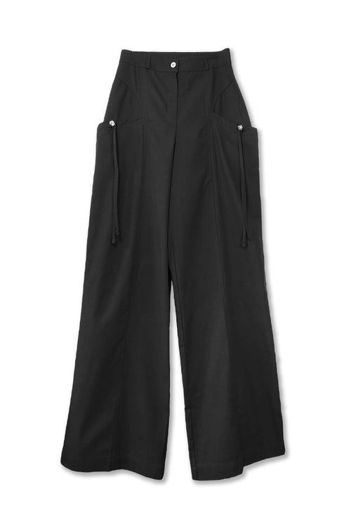 DRAW CODE SPIRAL BUTTON PANTS -BLACK-