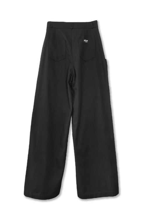 DRAW CODE SPIRAL BUTTON PANTS -BLACK-