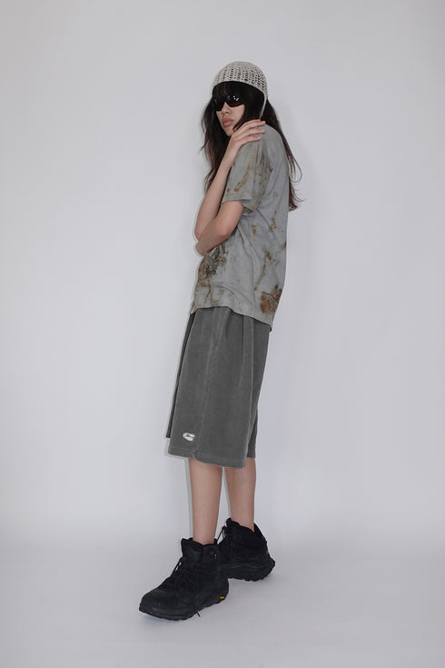 Mayte × Cycle ECHO STAR WASHED HALF PANTS -CHARCOAL-