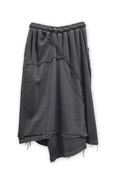WASHED CUT-OFF SWEAT SKIRT -CHARCOAL-