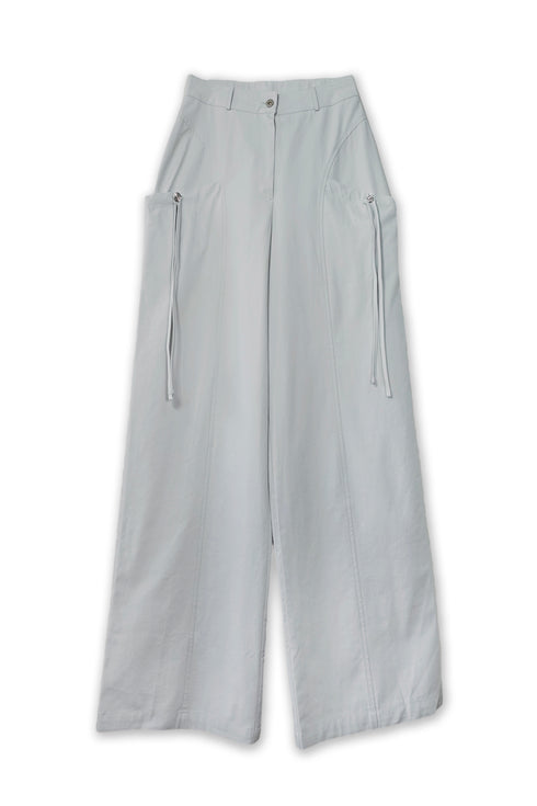 DRAW CODE SPIRAL BUTTON PANTS -ICE GRAY-