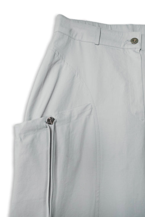 DRAW CODE SPIRAL BUTTON PANTS -ICE GRAY-