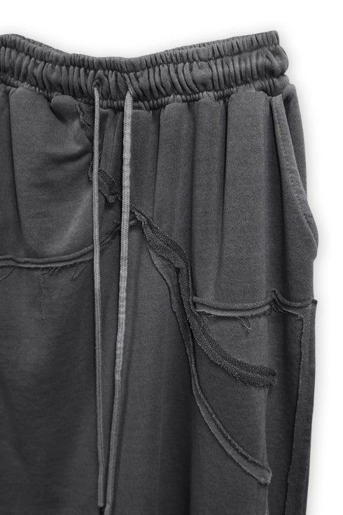 WASHED CUT-OFF SWEAT SKIRT -CHARCOAL-
