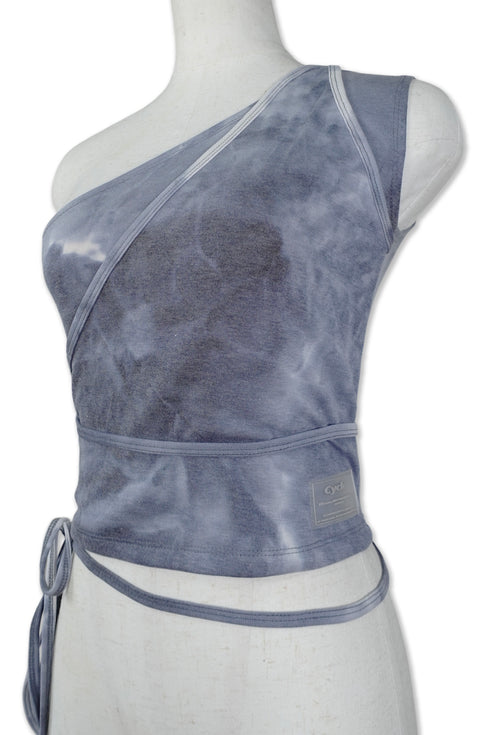 TIE-DYE ASYMMETRY WRAP TANK TOP -INDIGO-