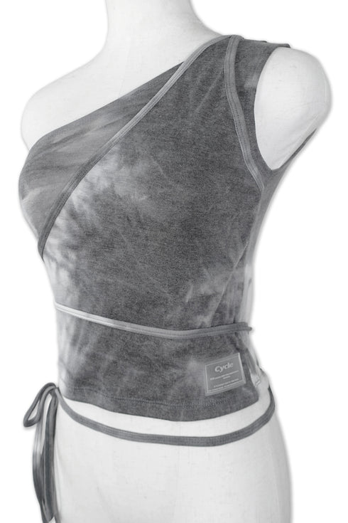 TIE-DYE ASYMMETRY WRAP TANK TOP -CHARCOAL- *Last1