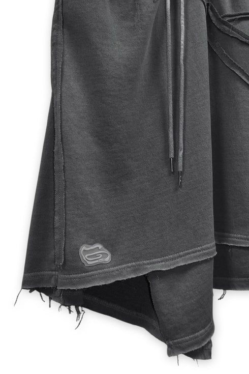 WASHED CUT-OFF SWEAT SKIRT -CHARCOAL-