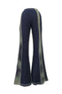 FLOWER SWITCHING FLARE PANTS -NAVY-
