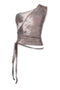 TIE-DYE ASYMMETRY WRAP TANK TOP -BROWN-