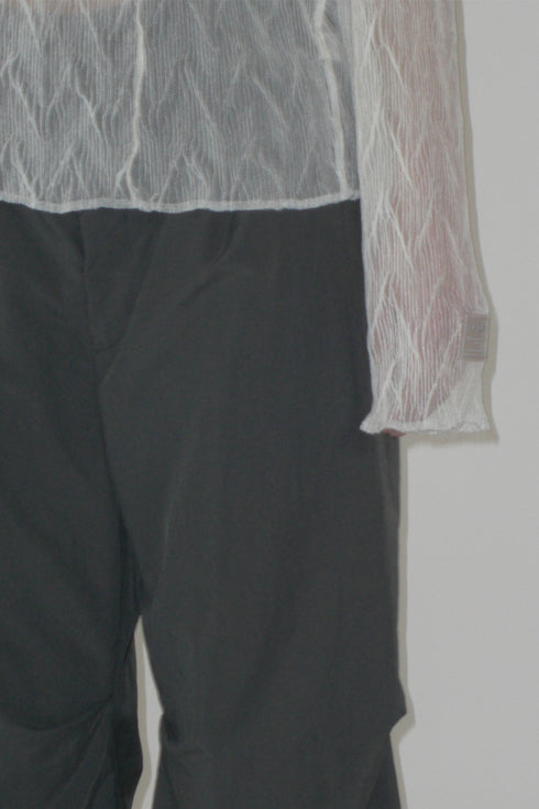 PLEATED MESH EXPOSED SEAMS TOPS -CREAM- *Last1