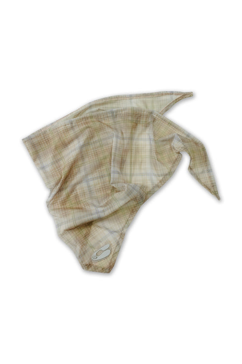 SHEER CHECK SCARF -YELLOW KHAKI-