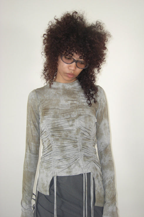 RUCHED ECLIPSE DYE TOP -GRAY MIX-
