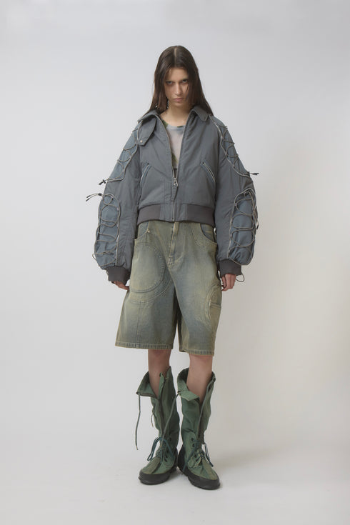【PRE-ORDER】METAMORPHOSIS ECO FABRIC BOMBER JACKET -GRAY (BAMBOO CHARCOAL)-