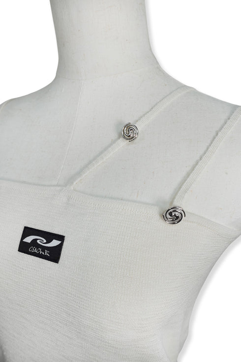 SPIRAL BUTTON THREE STRAP CAMISOLE -IVORY-