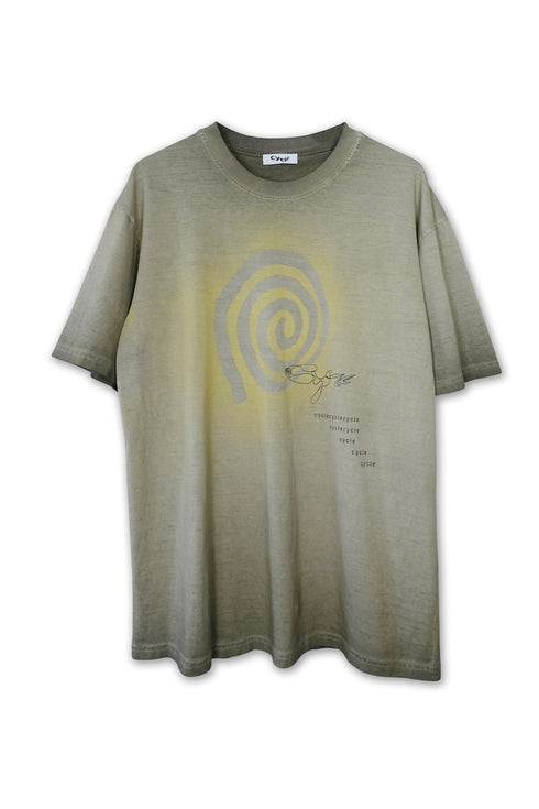 PAINTED SPIRAL WASHED TEE -KHAKI- *Last1