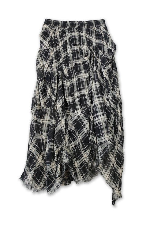 TARTAN CHECK TUCK SKIRT -BLACK-
