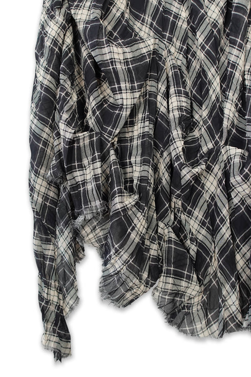 TARTAN CHECK TUCK SKIRT -BLACK-