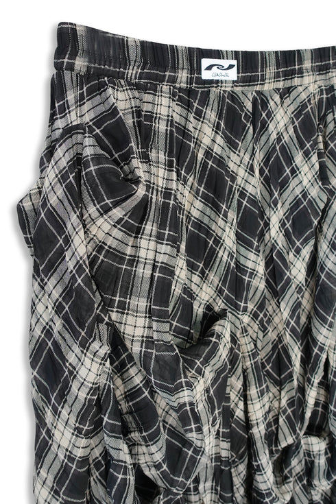 TARTAN CHECK TUCK SKIRT -BLACK-