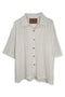 SUMMER KNIT SPIRAL BUTTON  SHORT SLEEVE SHIRT -IVORY-