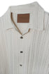 SUMMER KNIT SPIRAL BUTTON  SHORT SLEEVE SHIRT -IVORY-