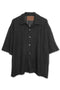 SUMMER KNIT SPIRAL BUTTON  SHORT SLEEVE SHIRT -BLACK-