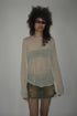 PLEATED MESH EXPOSED SEAMS TOPS -BEIGE- *Last1
