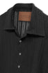 SUMMER KNIT SPIRAL BUTTON  SHORT SLEEVE SHIRT -BLACK-