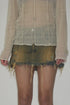 PLEATED MESH EXPOSED SEAMS TOPS -BEIGE- *Last1