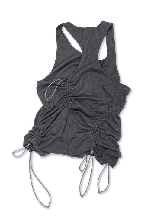 WAVE RUCHE DRAWCORD TANK -CHARCOAL-