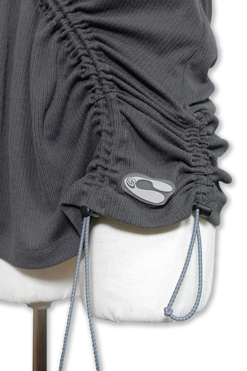 WAVE RUCHE DRAWCORD TANK -CHARCOAL-