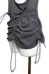 WAVE RUCHE DRAWCORD TANK -CHARCOAL-