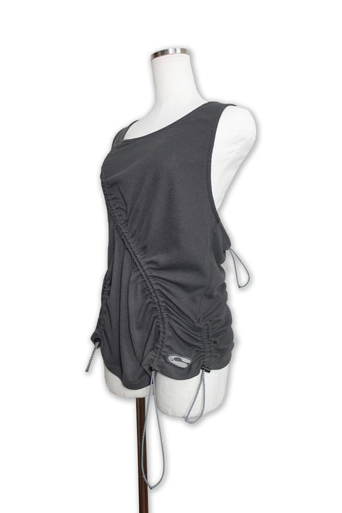 WAVE RUCHE DRAWCORD TANK -CHARCOAL-