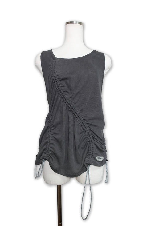 WAVE RUCHE DRAWCORD TANK -CHARCOAL-