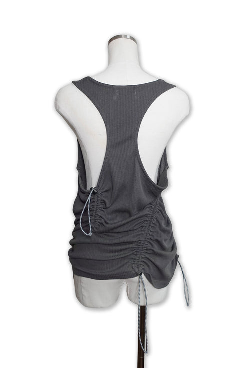 WAVE RUCHE DRAWCORD TANK -CHARCOAL-